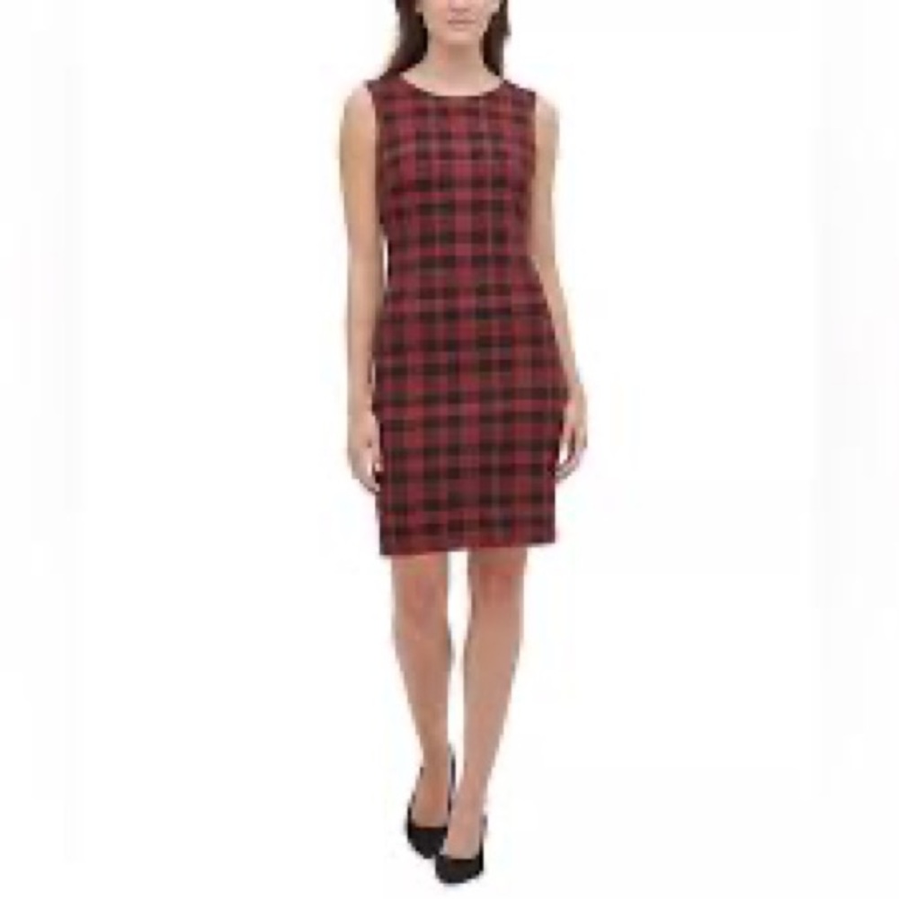 Tommy Hilfiger Red and Black Sheath Midi Dress